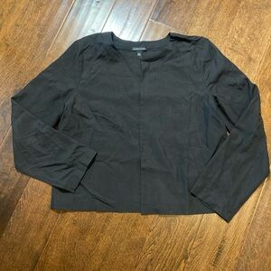 Eileen Fisher Jacket Black Sandwashed Tencel Open Front Women’s M Classic Style